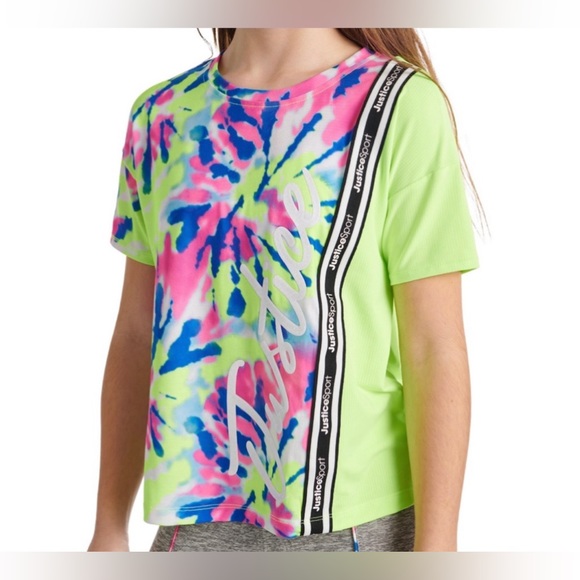 Justice Girls bright Tie Front Color Block Tie-dye Tee sz: XL (16/18) - Picture 4 of 5